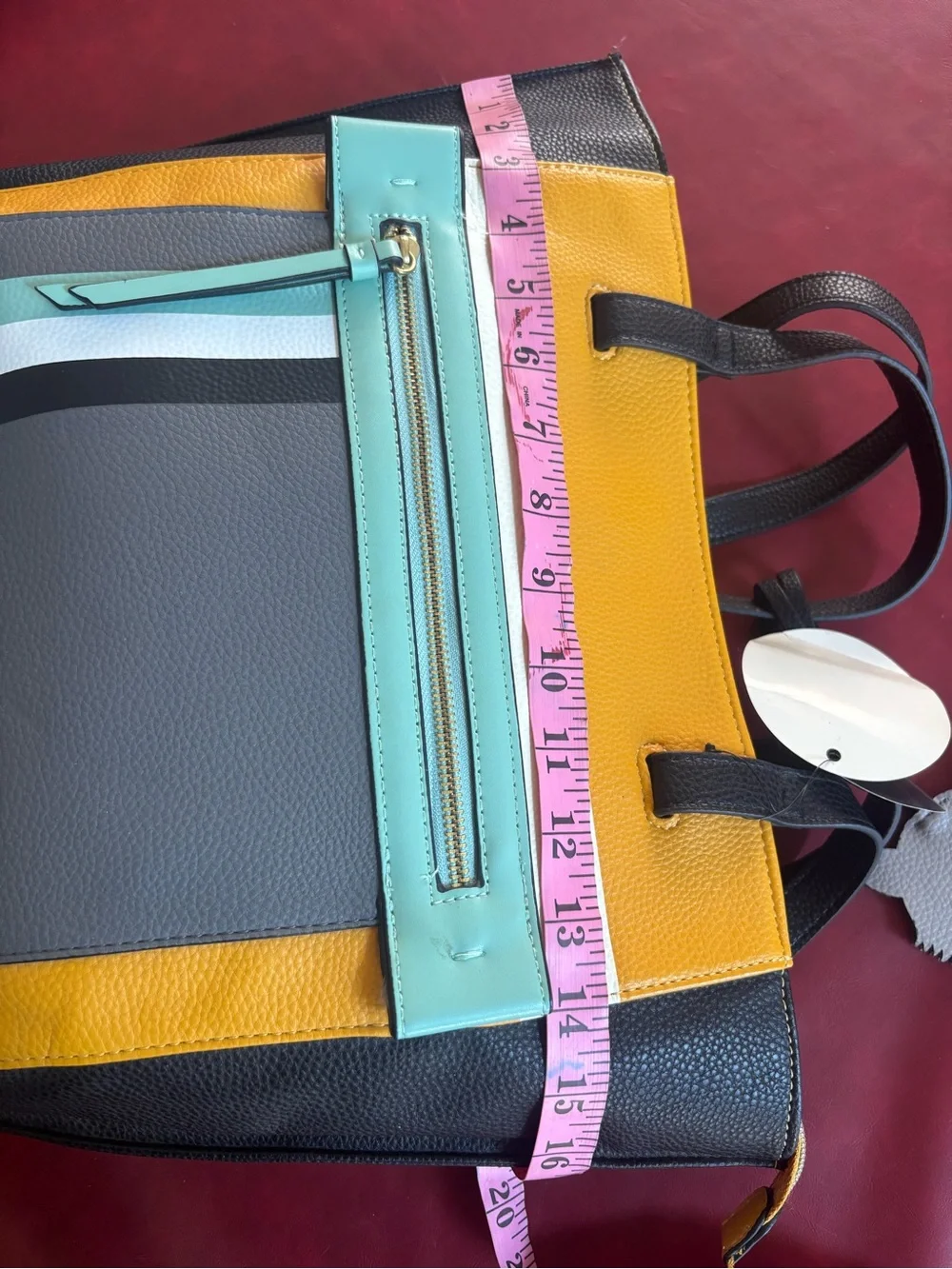 Colorblock Tote Bag in Mustard, Mint & Gray - Women Bags